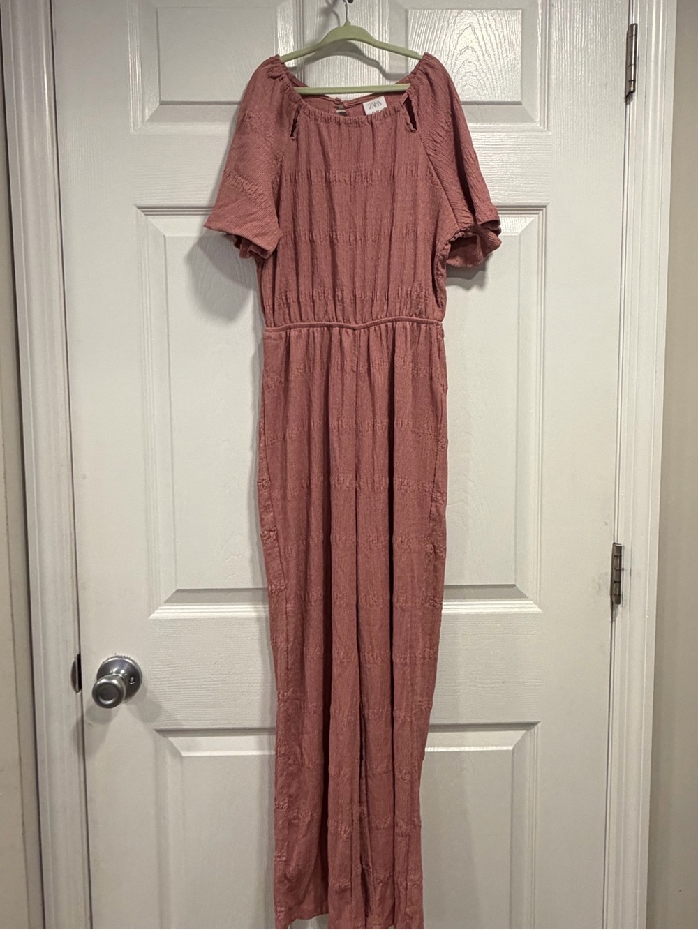 Zara Mauve Pink Short-Sleeve Jumpsuit